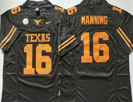 Texas Longhorns #16 Morgan Wallen Black Collar With logo F.U.S.E Authentic stitched Football jersey