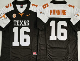 Texas Longhorns #16 Morgan Wallen Black White Collar With logo F.U.S.E Authentic stitched Football jersey