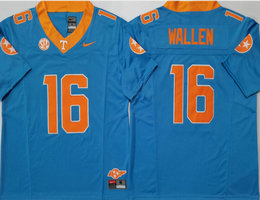 Tennessee Volunteers #16 Morgan Wallen Blue F.U.S.E Authentic stitched Football jersey