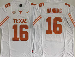 Texas Longhorns #16 Morgan Wallen White Collar With logo F.U.S.E Authentic stitched Football jersey