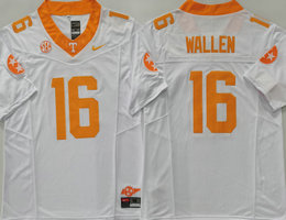Tennessee Volunteers #16 Morgan Wallen White sleeve with logo F.U.S.E Authentic stitched Football jersey