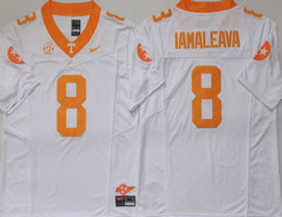 Tennessee Volunteers #8 Nico Iamaleava White sleeve with logo F.U.S.E Authentic stitched Football jersey