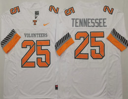 Tennessee Volunteers #25 Tennessee White 2025 Authentic stitched Football jersey