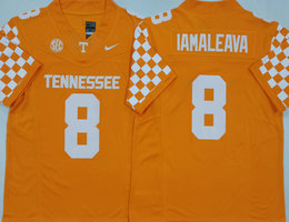 Tennessee Volunteers #8 Nico Iamaleava Orange sleeve with grid. Football jersey