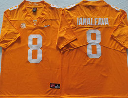 Tennessee Volunteers #8 Nico Iamaleava Orange collar With logo College Authentic Stitched NCAA Jersey