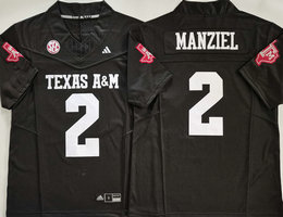 Texas A&M Aggies #2 Johnny Manziel Black Authentic Stitched NCAA Jersey