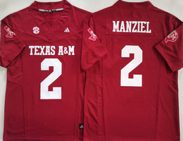 Texas A&M Aggies #2 Johnny Manziel Red Authentic Stitched NCAA Jersey