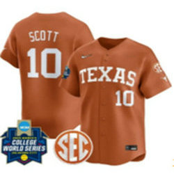 Texas Longhorns #10 Mia Scott Orange Independence Day Joint Baseball Jersey