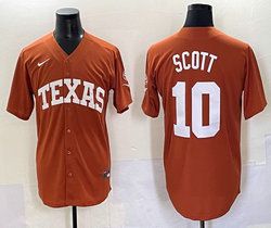 Texas Longhorns #10 Mia Scott Orange Joint Baseball Jersey
