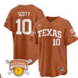 Texas Longhorns #10 Mia Scott Orange National Champions Joint Baseball Jersey