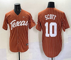 Texas Longhorns #10 Mia Scott Orange Pinstripe Joint Baseball Jersey