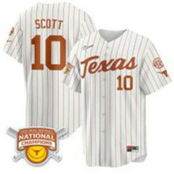Texas Longhorns #10 Mia Scott White National Champions Joint Baseball Jersey