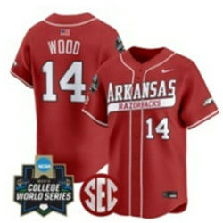 Texas Longhorns #14 Reese wood Red With Independence Day patch Joint Baseball Jersey