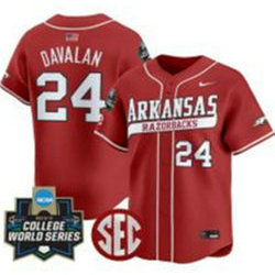 Texas Longhorns #24 Charles Davalan Red With Independence Day patch Joint Baseball Jersey