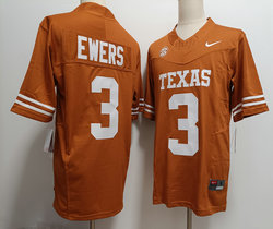 Texas Longhorns #3 Quinn Ewers Yellow Stitched NCAA College Football Jersey