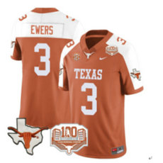 Texas Longhorns #3 Quinn Ewers Yellow Thanksgiving F.U.S.E with patch NCAA jersey