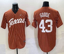 Texas Longhorns #43 Leighann Goode Orange Pinstripe Joint Baseball Jersey