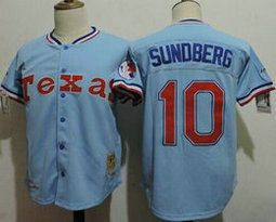 Texas Rangers #10 Jim Sundberg Light Blue Mitchell And Ness Throwback Stitched Baseball Jersey