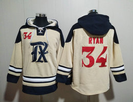 Texas Rangers #34 Nolan Ryan Cream All Stitched Hooded Sweatshirt