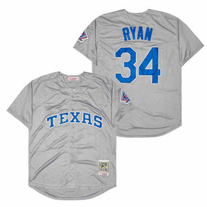 Texas Rangers #34 Nolan Ryan Grey Throwback Authentic stitched MLB jersey