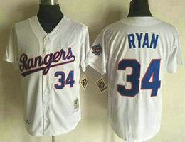 Texas Rangers #34 Nolan Ryan Stitched White 1993 Throwback Baseball Jersey