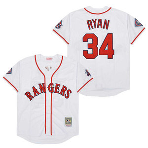Texas Rangers #34 Nolan Ryan White Throwback Authentic stitched MLB jersey