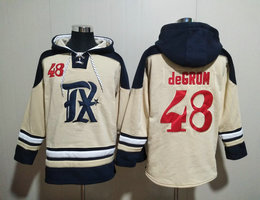 Texas Rangers #48 Jacob deGrom Cream Stitched Hooded Sweatshirt