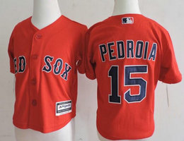 Toddler Boston Red Sox #15 Dustin Pedroia Red Authentic Stitched MLB Jersey