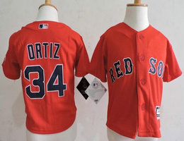 Toddler Boston Red Sox #34 David Ortiz Red Authentic Stitched MLB Jersey