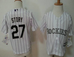 Toddler Colorado Rockies #27 Trevor Story White New Majestic Authentic Stitched MLB Jersey