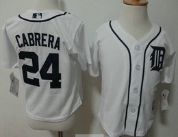 Toddler Detroit Tigers #24 Miguel Cabrera White New Majestic Authentic Stitched MLB Jersey