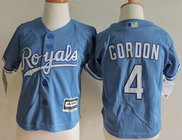 Toddler Kansas City Royals #4 Alex Gordon Blue New Majestic Authentic Stitched MLB Jersey