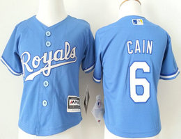 Toddler Kansas City Royals #6 Lorenzo Cain Light Blue Authentic Stitched MLB Jersey