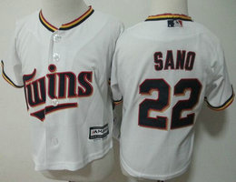 Toddler Minnesota Twins #22 Miguel Sano White New Majestic Authentic Stitched MLB Jersey