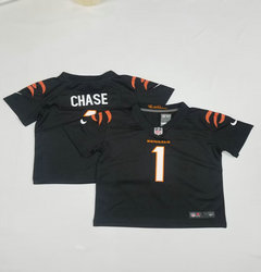 Toddler Nike Cincinnati Bengals #1 Ja'Marr Chase Black Authentic Stitched NFL Jersey