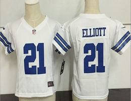 Toddler Nike Dallas Cowboys #21 Ezekiel Elliott White Authentic Stitched NFL jersey