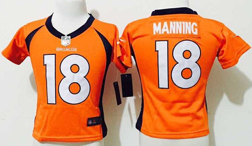 Toddler Nike Denver Broncos #18 Peyton Manning Orange Authentic stitched NFL jersey