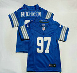 Toddler Nike Detroit Lions #97 Aidan Hutchinson Blue Authentic Stitched NFL Jersey