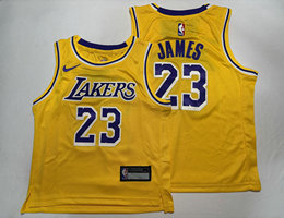 Toddler Nike Los Angeles Lakers #23 Lebron James Yellow Basketball Jersey