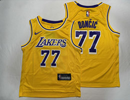 Toddler Nike Los Angeles Lakers #77 Luka Doncic Yellow Basketball Jersey