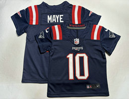Toddler Nike New England Patriots #10 Drake Maye Navy Authentic Stitched NFL Jersey