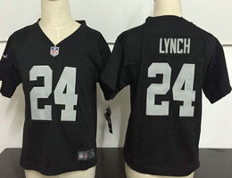 Toddler Nike Oakland Raiders #24 Marshawn Lynch Black Authentic Stitched NFL jersey