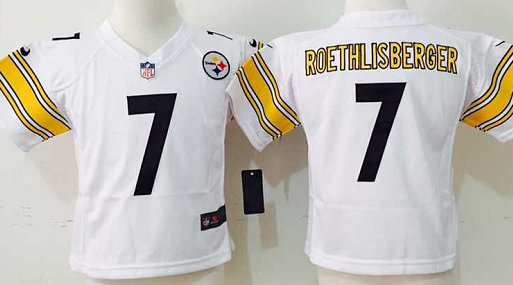 Toddler Nike Pittsburgh Steelers #7 Ben Roethlisberger White Authentic stitched NFL jersey