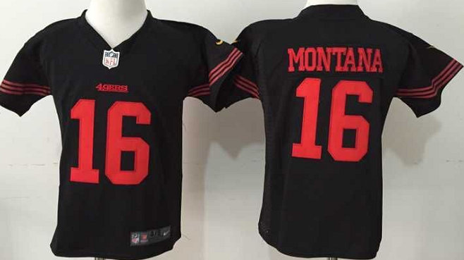 Toddler Nike San Francisco 49ers #16 Joe Montana Black Authentic stitched NFL jersey