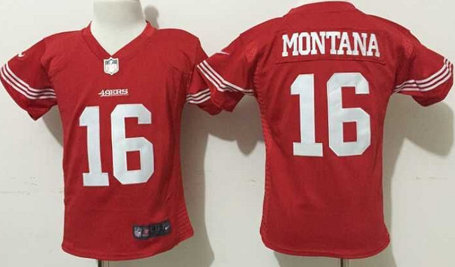 Toddler Nike San Francisco 49ers #16 Joe Montana Red Authentic stitched NFL jersey