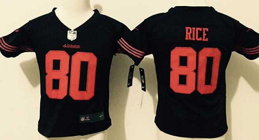 Toddler Nike San Francisco 49ers #80 Jerry Rice Black Authentic stitched NFL jersey