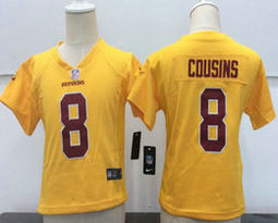 Toddler Nike Washington Redskins #8 Kirk Cousins Gold Authentic stitched NFL jersey