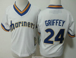 Toddler Seattle Mariners #24 Ken Griffey Jr White New Majestic Authentic Stitched MLB Jersey