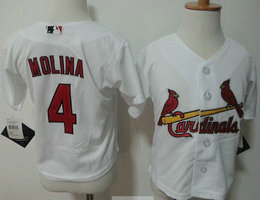 Toddler St.Louis Cardinals #4 Yadier Molina White New Majestic Authentic Stitched MLB Jersey