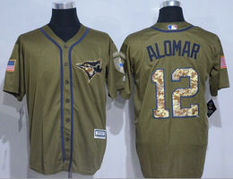 Toronto Blue Jays #12 Roberto Alomar Green Salute to Service Game Authentic Stitched MLB Jersey